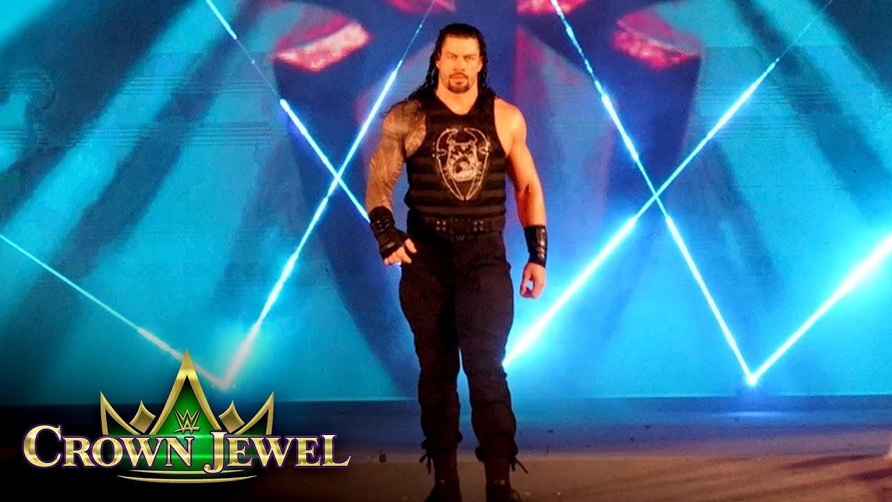 Roman Reigns entrance lights up the sky WWE Crown Jewel 2019 WWE Network Exclusive