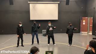 Grade 9 Drama student perform lip sync staging
