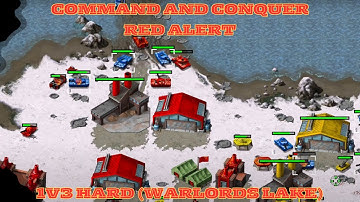 Command And Conquer Red Alert Skirmish 1v3 Hard (Map: Warlords Lake) RTS Allied Gameplay PC