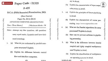 BCA 5TH SEM ADVANCED COMPUTER ARCHITECTURE 2021 | MJPRU