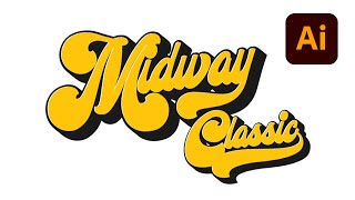 How To Use OpenType Features Midway Retro Font in Illustrator | Extruded Text Design