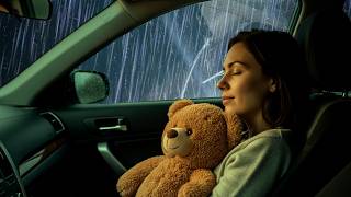 Heavy Rain Midnight in Car with Thunderstorm Sounds Deep Sleep Relaxing Ambience