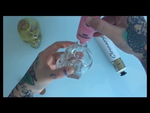 Painting a Crystal Skull vodka bottle