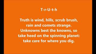 Opposite of Blink 'T-r-U-t-h' Poem by Tim Van Schmidt from Stoplight Zen 2026