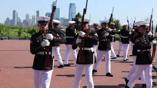 U S Marine Corps Silent Drill Platoon Perform at Statue of Liberty
