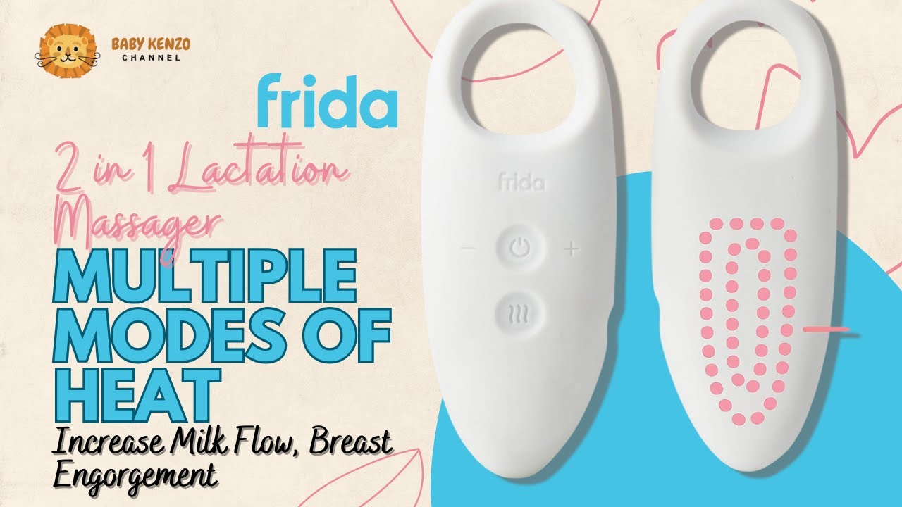 Frida Mom 2-in-1 Lactation Massager - Multiple Modes of Heat + Vibration  for Clogged Milk Ducts, Increase Milk Flow, Breast Engorgement - USB Cord