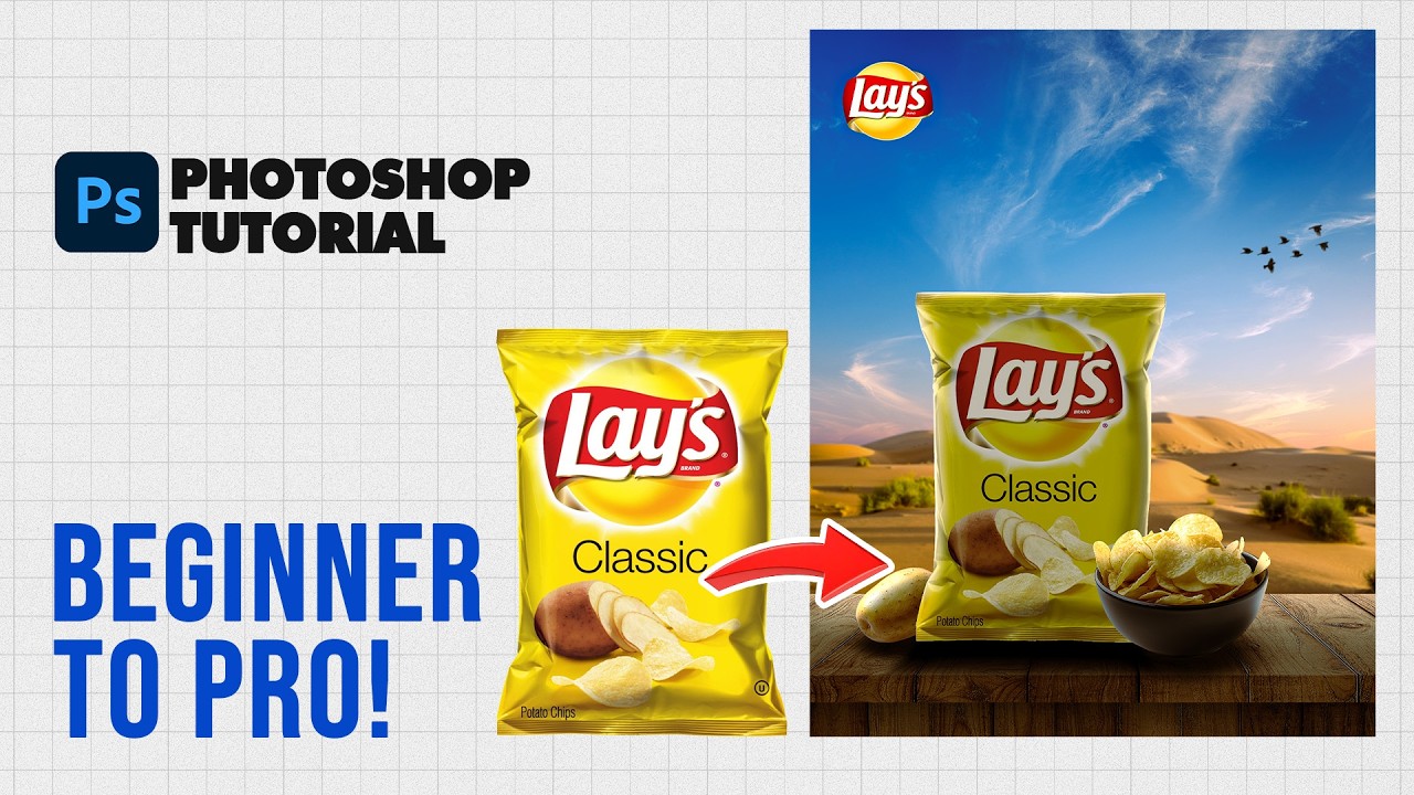 Lays Chips Advertisement Flyer Design in Photoshop Step by Step Tutorial