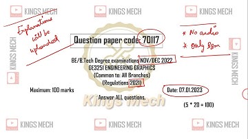 GE3251 Engineering graphics Solved question paper (AU ND 2022 - 7.1.23) (NO audio only bgm)