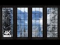 4K snowy lake with mountains window view - Relaxing, Calming, Ambience (ASMR)