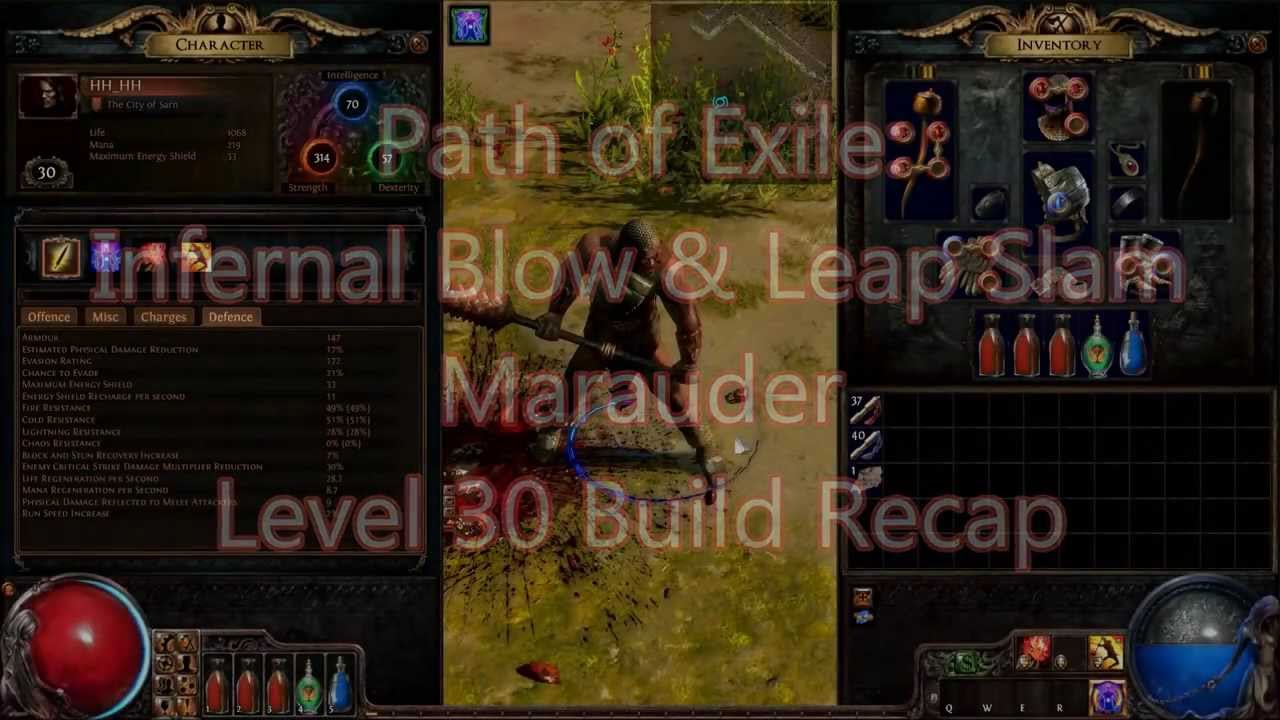 Path of Exile: Infernal Blow + Leap Slam Marauder Level 30 Build Recap