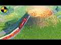 Trains vs Volcano 😱 BeamNG.Drive