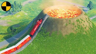 Trains vs Volcano  BeamNG.Drive