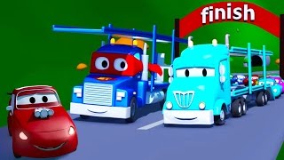 Carl  the Super Truck and the Car Carrier in Car City | Trucks Cartoon for kids