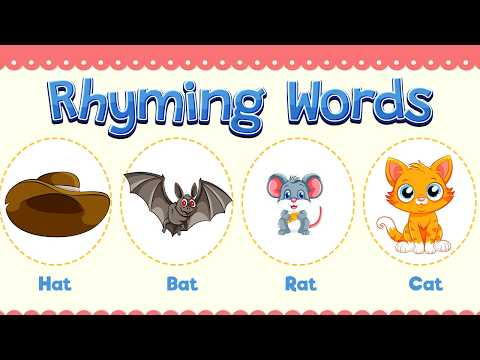 Rhyming Words Educational Toddler Video | Baby Learn Hat, Bat, Rat & Cat Rhyming Words