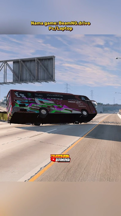 Detik-detik bus Armageddon terguling di tol versi game #beamngdrive #bus #basuri