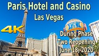 Las vegas paris hotel and casino walk through in 4k - june 18, 2020