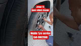 Jetour T2 Spare wheel change || How to change jetour T2 spare tyre ||Mobile Tyre Service Qatar