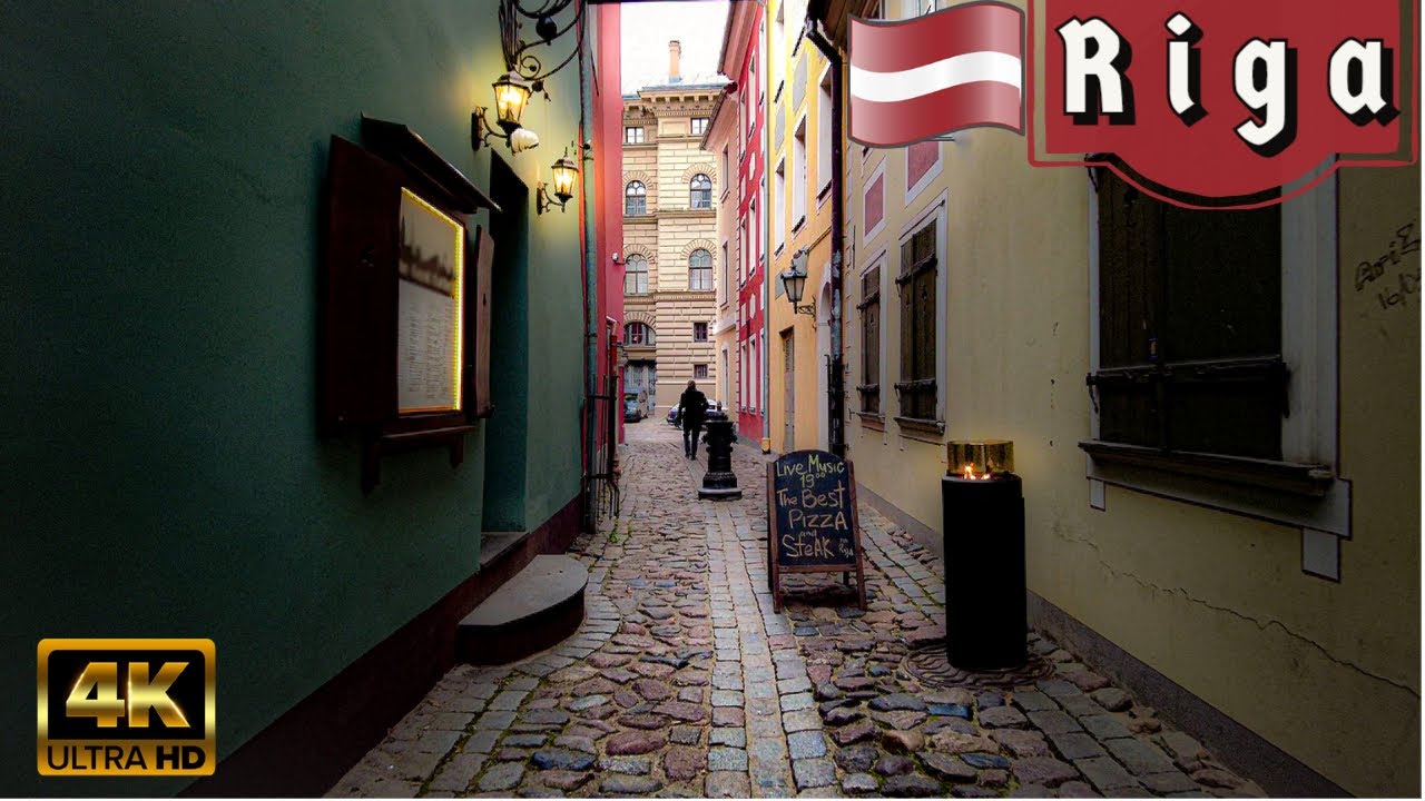 Riga, Latvia, Old town tour - Independence day celebration - winter (4K 60fps)