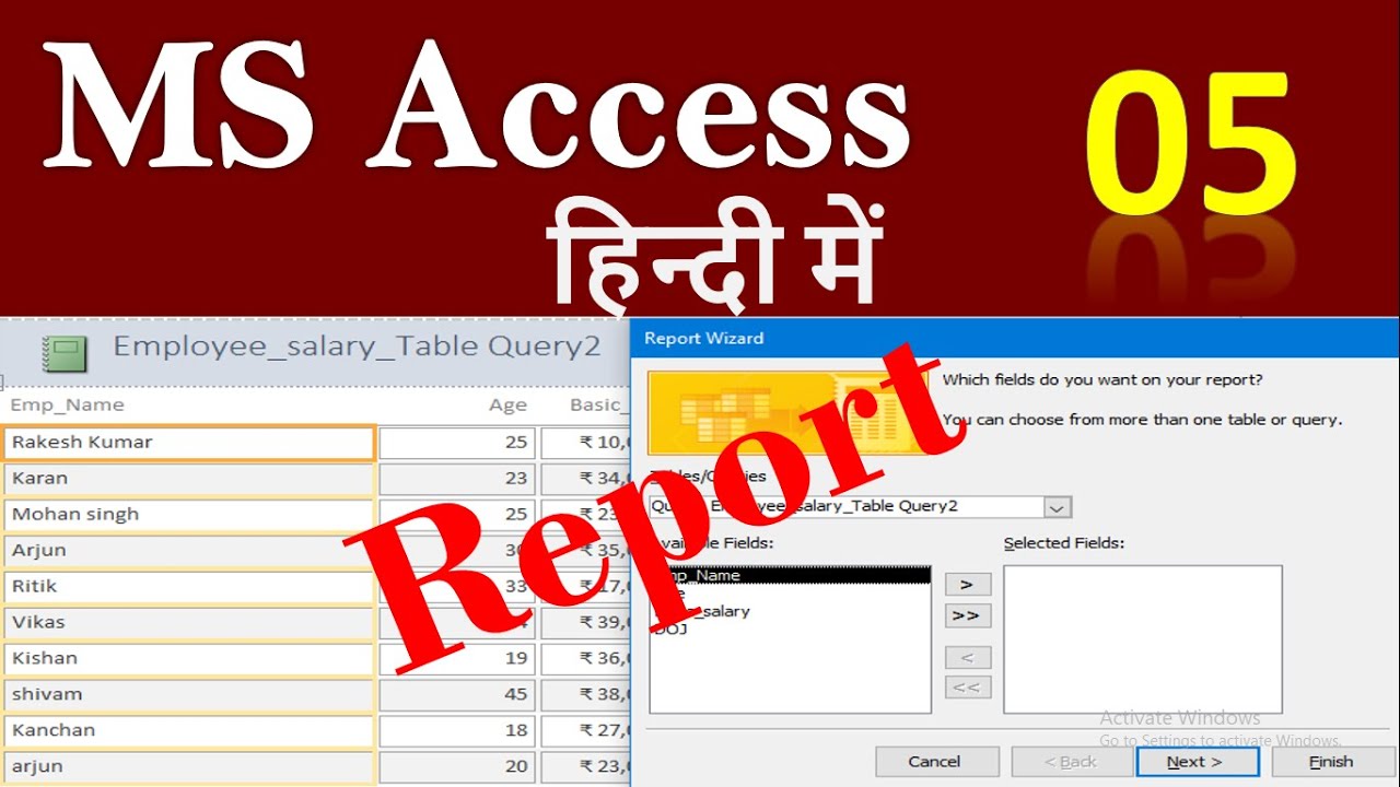 Report in Access in hindi | Lecture 5 | how to make report in ms access ...