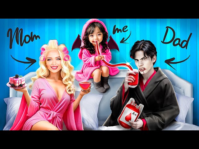 My Parents Are Vampire and Barbie! Extreme Makeover from Barbie to Popular Vampire! class=