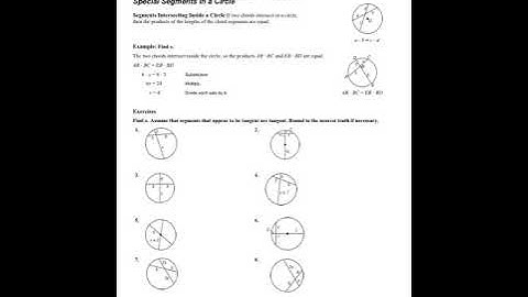 10-7 Special Segments in A Circle (Chords, Secants, and Tangents)