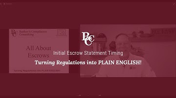 Initial Escrow Statement Timing