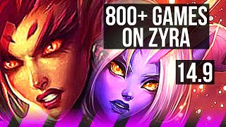 ZYRA & Jhin vs SORAKA & Miss Fortune (SUP) | 800+ games, 1/2/9 | NA Master | 14.9