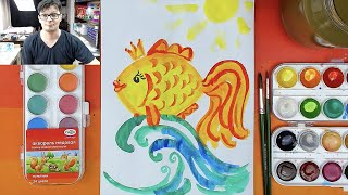 Как нарисовать Золотую Рыбку - рисуем русские сказки