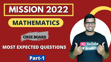 Most Expected Questions Math Class 12 Chse Board 2022 || Part-1