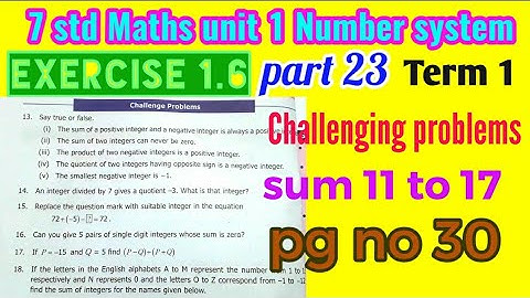 7th std Maths-unit 1 Numbers system-Exercise1.6(Sum 11 to 17)challenging problems-part 23- pg no 30
