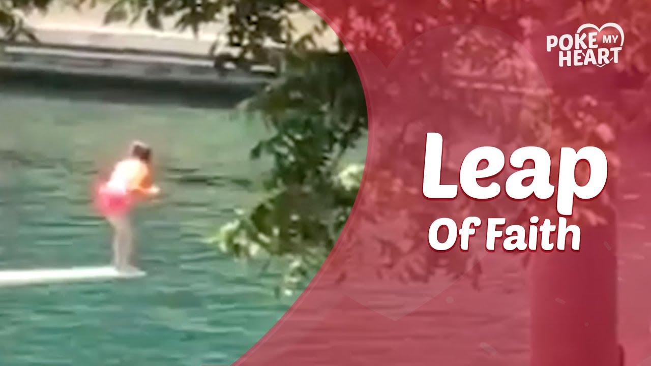 watershed Audience Cheers For Little Girl Jumping Off Diving Board
