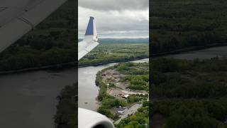 United Express E175 final approach and touchdown at Bangor International BGR from Chicago ORD