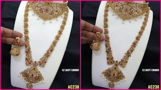 1 Gram D Cz Matte Finish Combo Sets And Cz Matte Finish Long Haram Designs