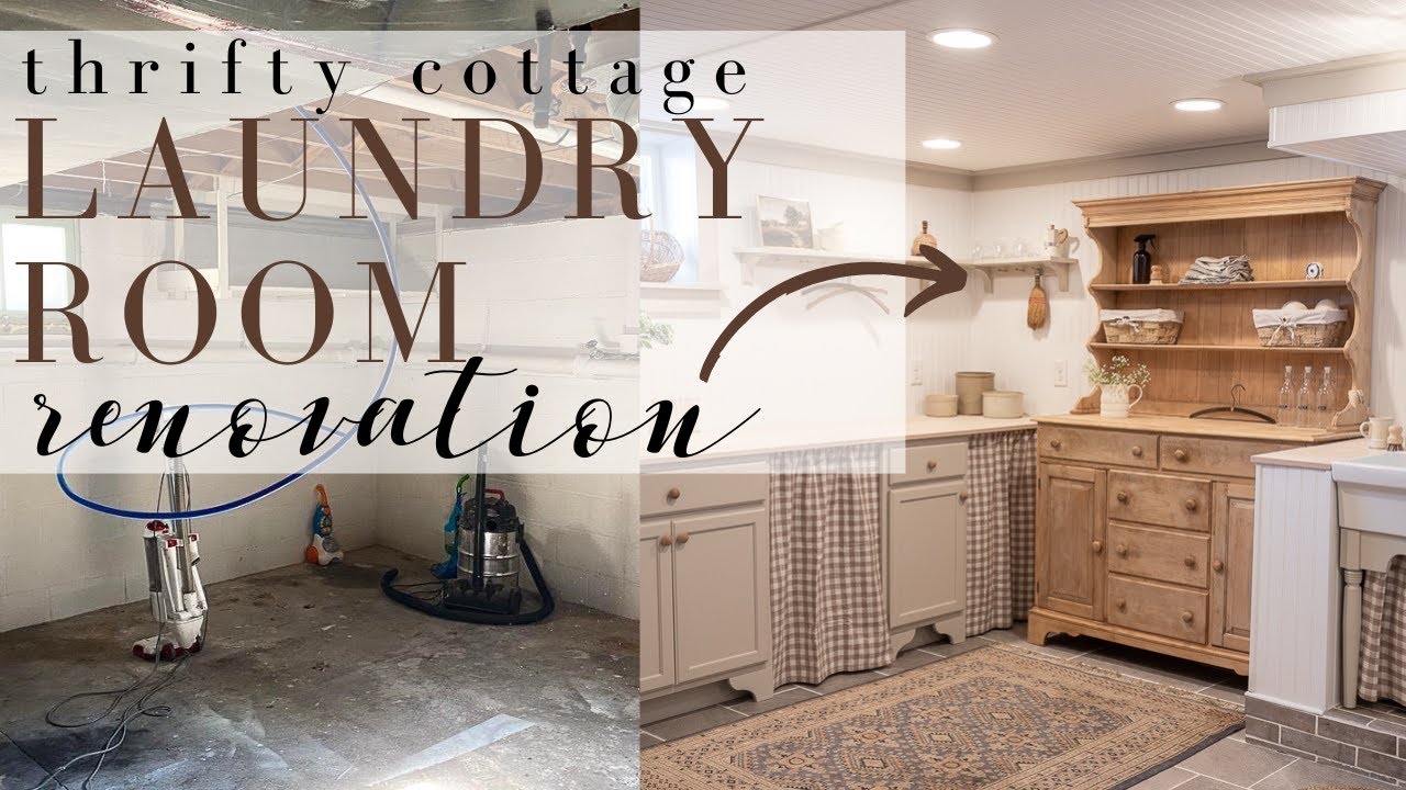 Thrifty Laundry Room Renovation | Cottage Style Decor - YouTube