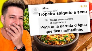 Piores avaliações de restaurantes