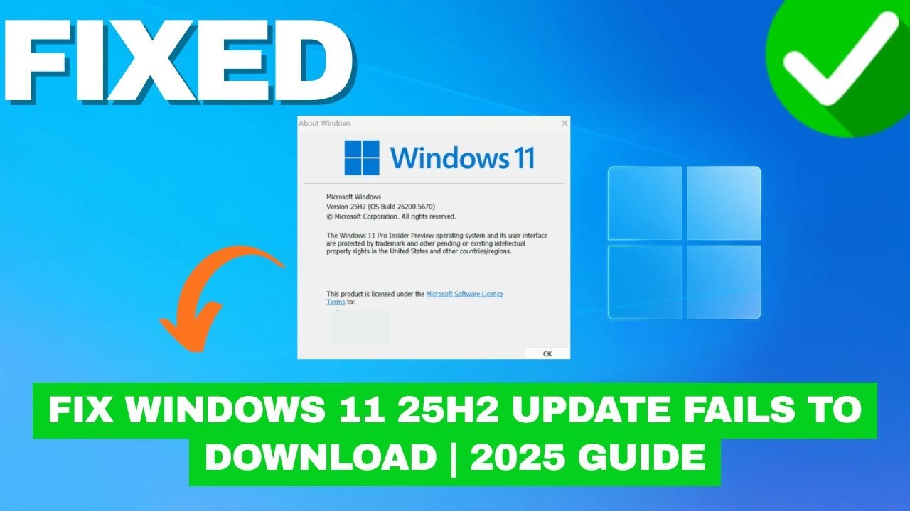 Fix Windows 11 25H2 Update Fails to Download | 2025 Guide - YouTube