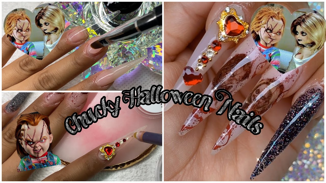 2. "Bride of Chucky" nail art design by Nails by Jema - wide 1