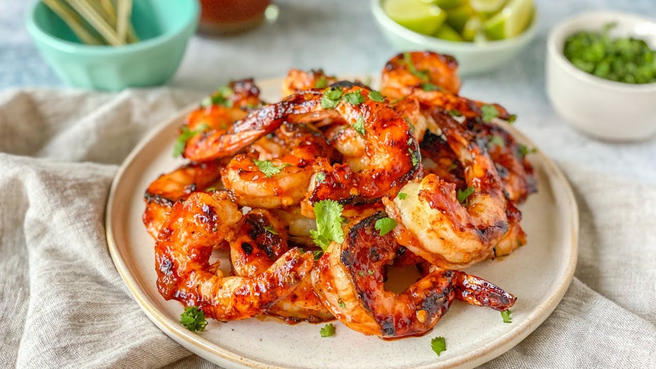 Spicy Grilled Shrimp Skewers +Video - Raksha's Kitchen