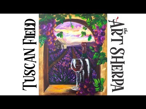 How to paint with Acrylic on Canvas Tuscan Lavender field and Wine