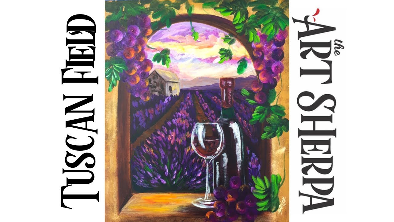 How to paint with Acrylic on Canvas Tuscan Lavender field and Wine ...