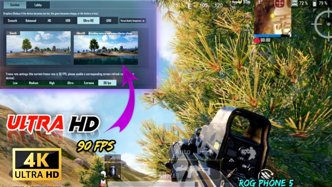 ULTRA HD 4K 90 FPS 2021 MAX GRAPHICS ON ROG PHONE 5 / PUBG MOBILE ULTRA
