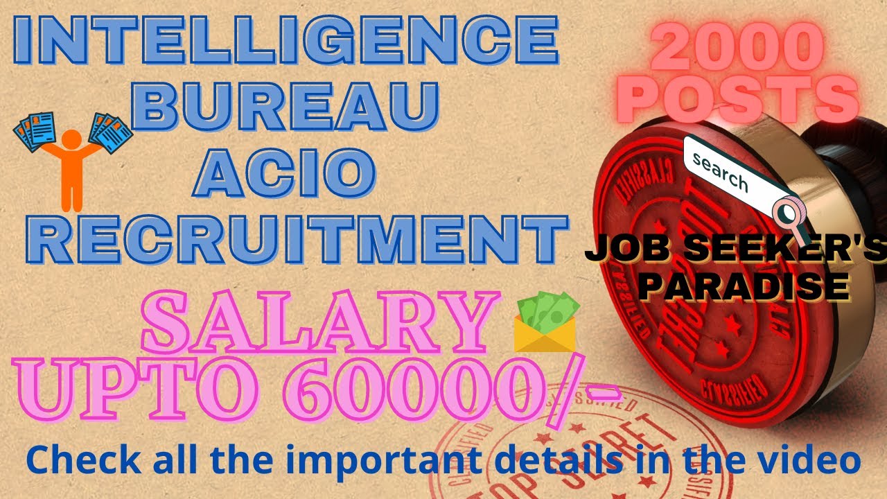 IB ACIO Recruitment 2020 | Salary 60,000/- plus| GOVT JOBS2020 | DETAILED NOTIFICATION