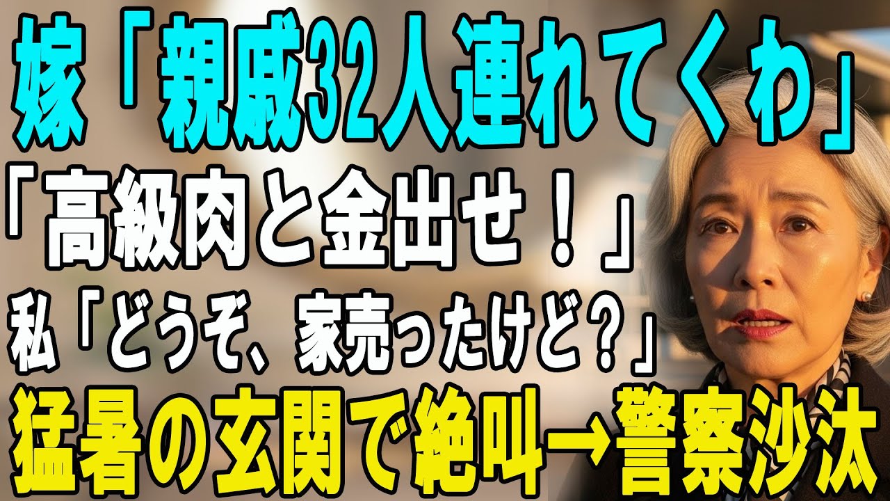 お盆の早朝、電話越しに嫁が言い放った。「小母さん、今日、親戚32人で伺いますから。特上の肉を用意しておいてね。」安心できるはずの我が家が、あっという間に私を無料の家政婦にしてしまう現場に変わった。...