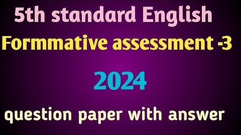 5th standard English || Formative assessment -3 || question paper with answer #youtube #english