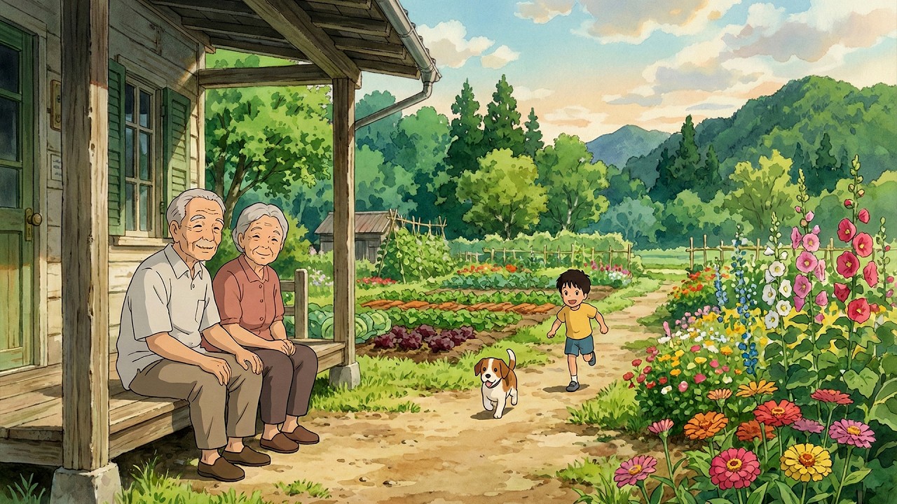 Happy Summer Days at Grandparents' Forest Cabin & Family Dinner | ASMR cooking | Ghibli-style video