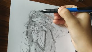 HOW TO DRAW MIDARI IKHISIHIMA KAKEGURUI SKETCH | PENCIL DRAWING screenshot 1