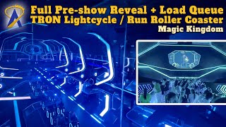 Tron Lightcycle / Run Full Pre-Show Reveal and Load Room View at Magic Kingdom