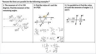 Transversal Notes