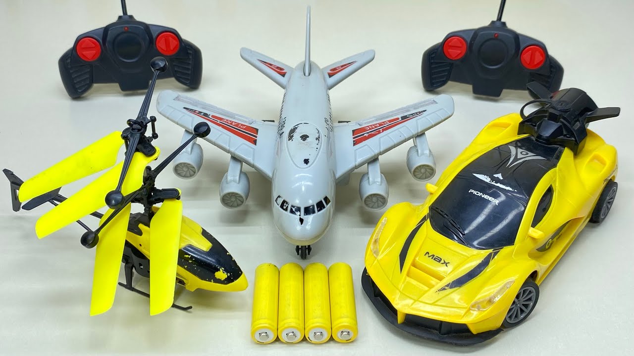 Famous Rechargeable RC Flying Helicopter with RC 3D Light Car and Aircraft A380 Unboxing and Review