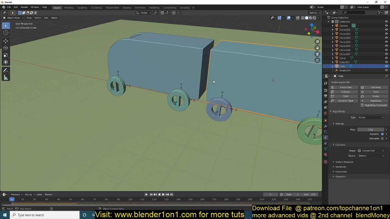 blender advanced physics simulation how to animate a train on tracks in